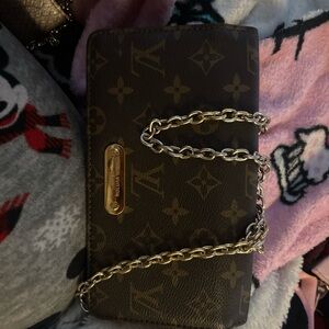 Louis Vuitton Monogram Clutch with Gold Chain